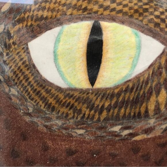 Hand Crafted Dragons Eye Original Colored Drawing Framed Pencil Art - Picture 6 of 14